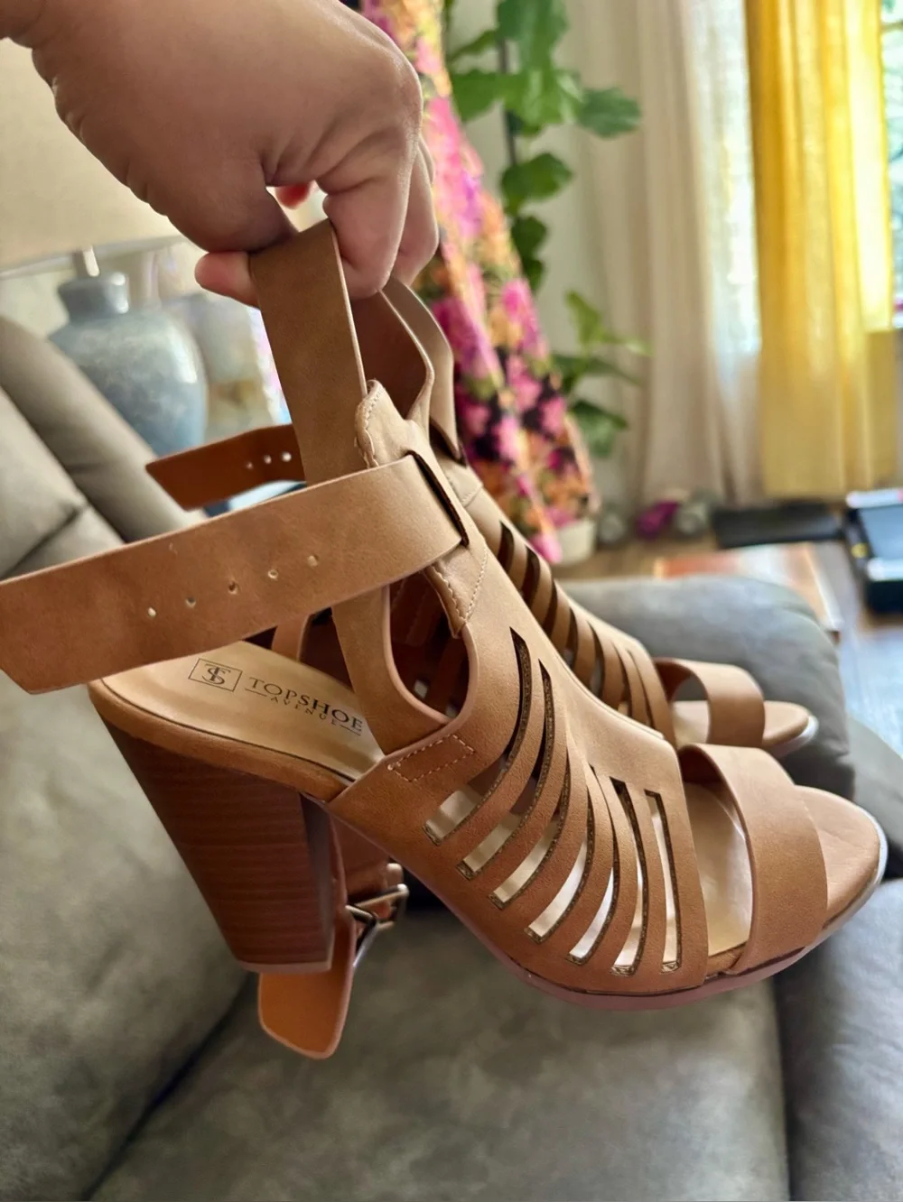 Women’s Tan Strappy Block Heel Sandals